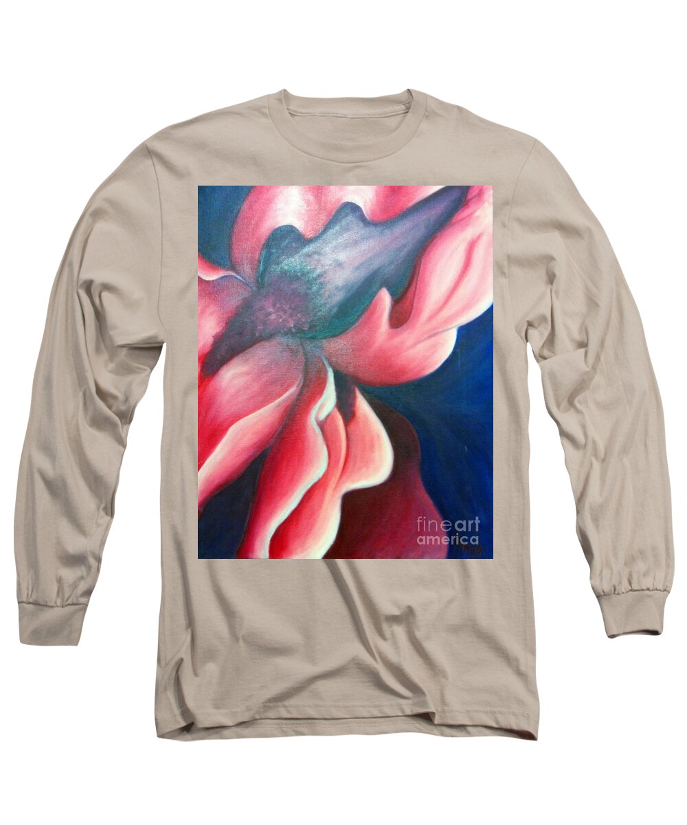 Iris Long Sleeve T-Shirt featuring the painting Iris O'Keefe by Vonda Lawson-Rosa