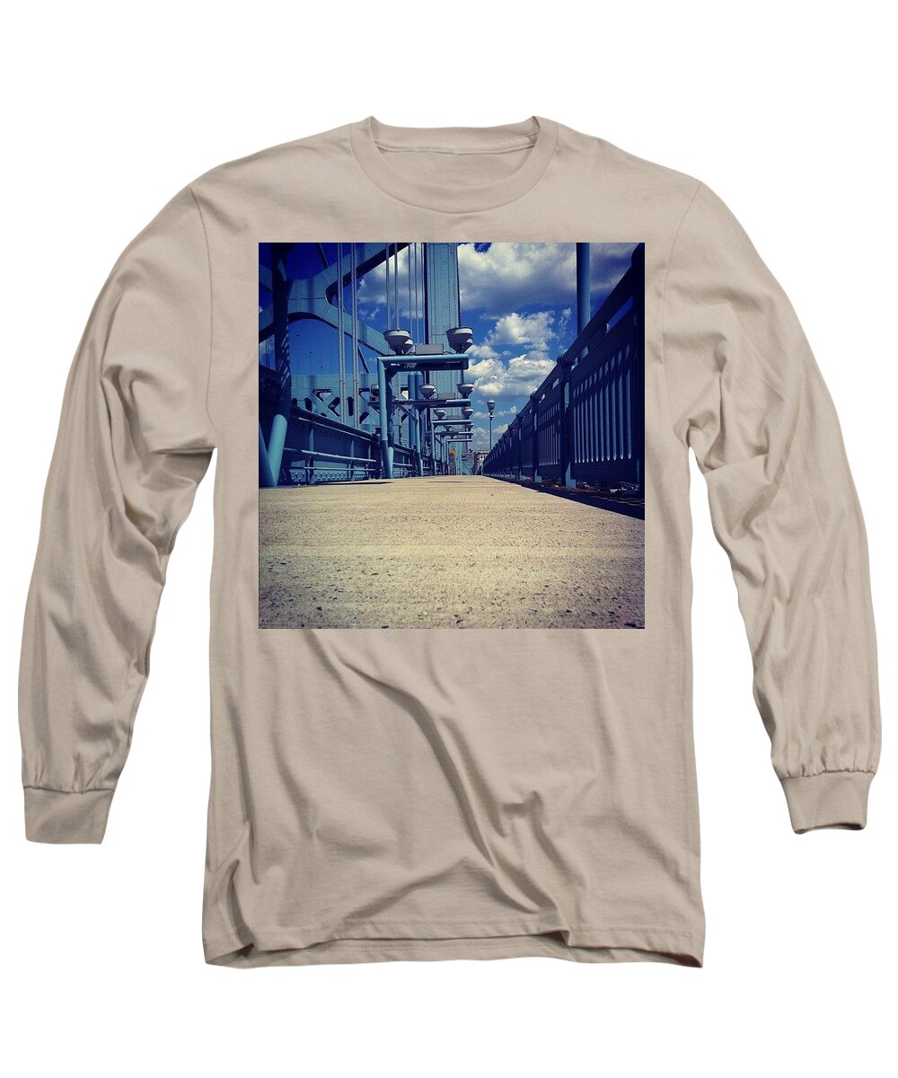 Bridge Long Sleeve T-Shirt featuring the photograph It's Very Blue Up Here by Katie Cupcakes
