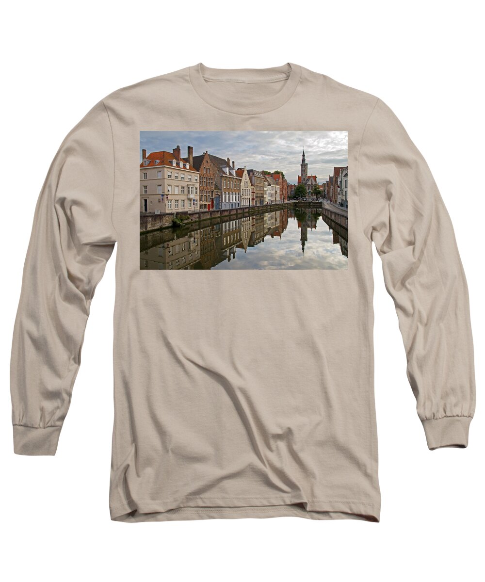 Bruges Long Sleeve T-Shirt featuring the photograph Late afternoon reflections by David Freuthal