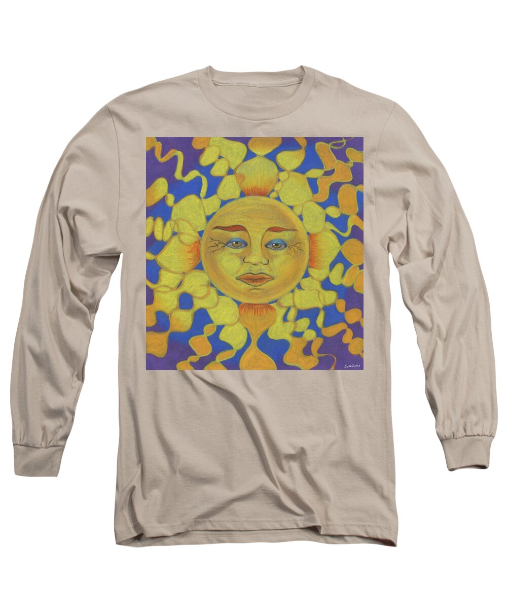 Sun Long Sleeve T-Shirt featuring the drawing Old Man Sun by Jaime Haney