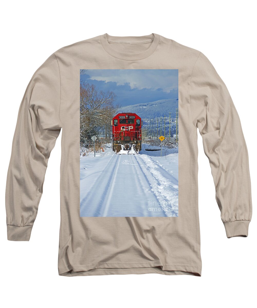 Trains Long Sleeve T-Shirt featuring the photograph Snow Covered Tracks by Randy Harris