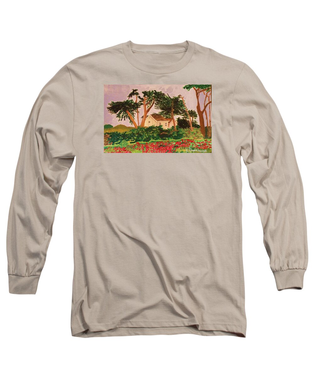 Cottage Long Sleeve T-Shirt featuring the painting Spooner's Cove by Victoria Rhodehouse
