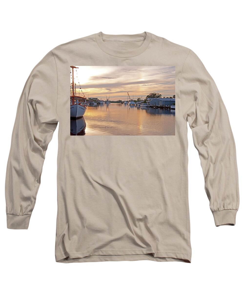 Anclote River Long Sleeve T-Shirt featuring the photograph Tarpon Springs Sunset by John Black