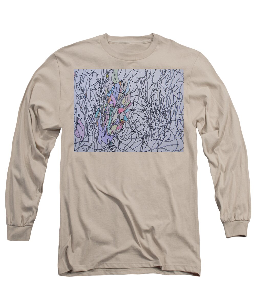 The Phoenix Long Sleeve T-Shirt featuring the drawing The Phoenix by Marwan George Khoury