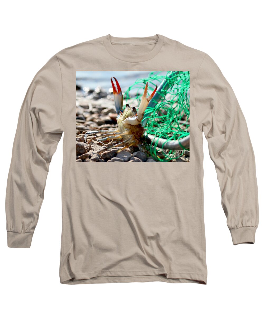 Louisiana Crab Long Sleeve T-Shirt featuring the photograph Crab Throw Me Something Mister by Luana K Perez