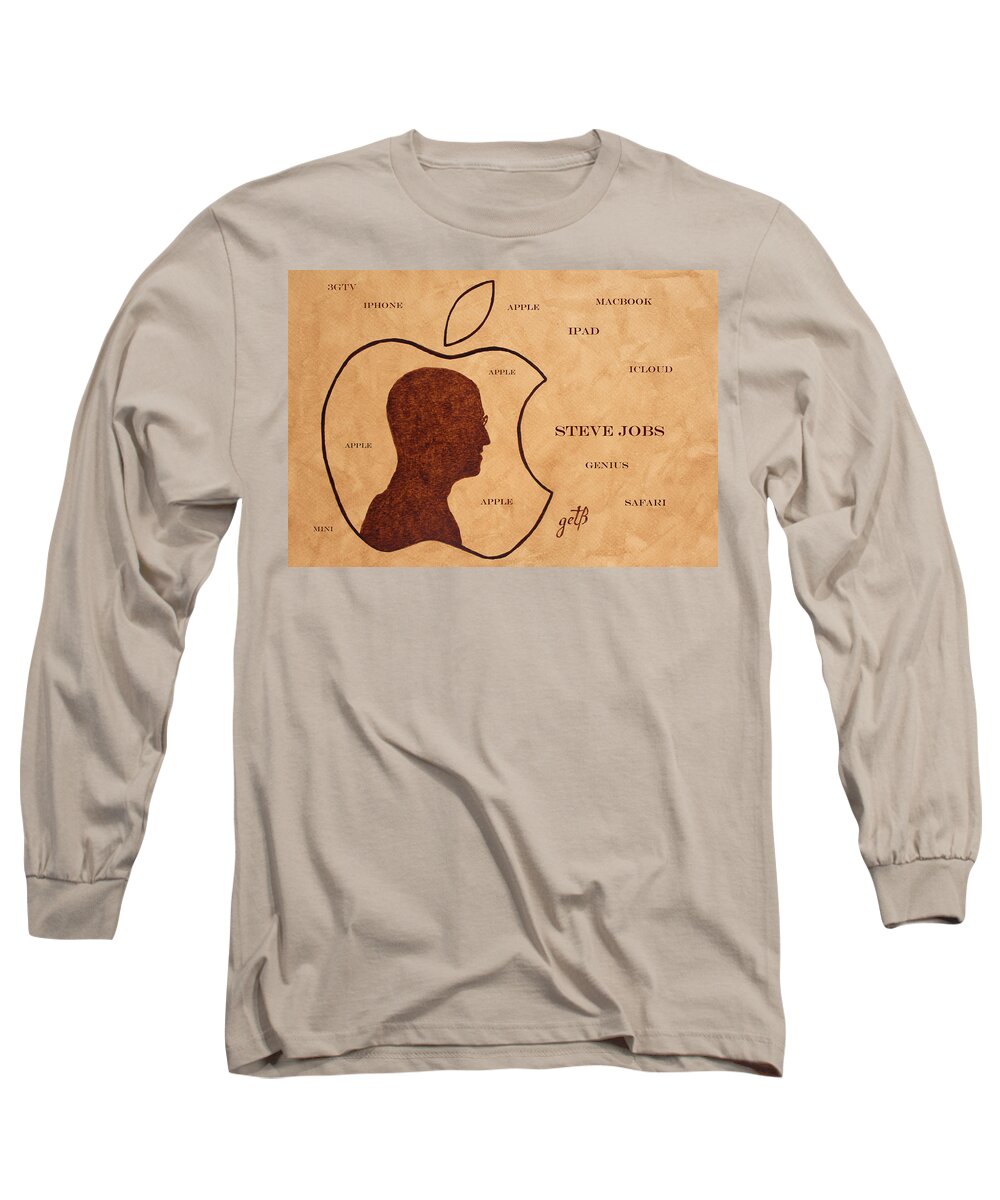 Steve Jobs Long Sleeve T-Shirt featuring the painting Tribute to Steve Jobs by Georgeta Blanaru