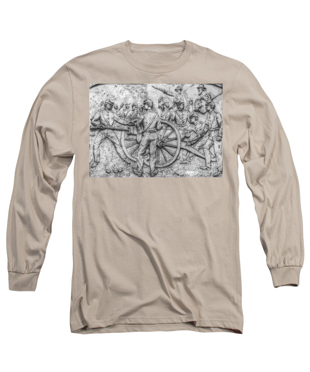 Cemetary Ridge Long Sleeve T-Shirt featuring the digital art Union Artillery Civil War Drawing by Randy Steele