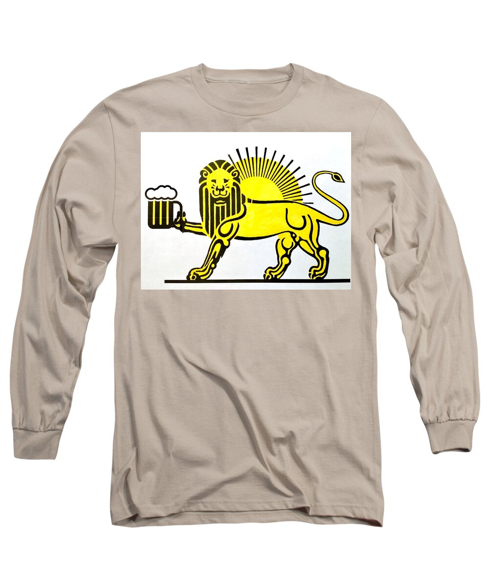 Lion Long Sleeve T-Shirt featuring the painting Beersia by Joel Tesch