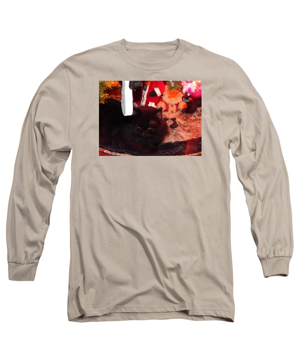 Christmas Long Sleeve T-Shirt featuring the photograph Christmas Kitty #2 by Wild Thing
