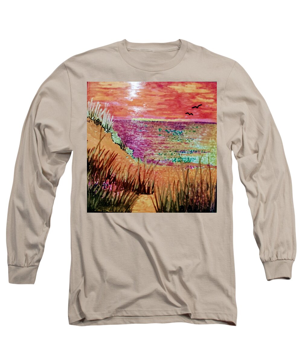 Gallery Long Sleeve T-Shirt featuring the painting Dune Dreaming by Betsy Carlson Cross