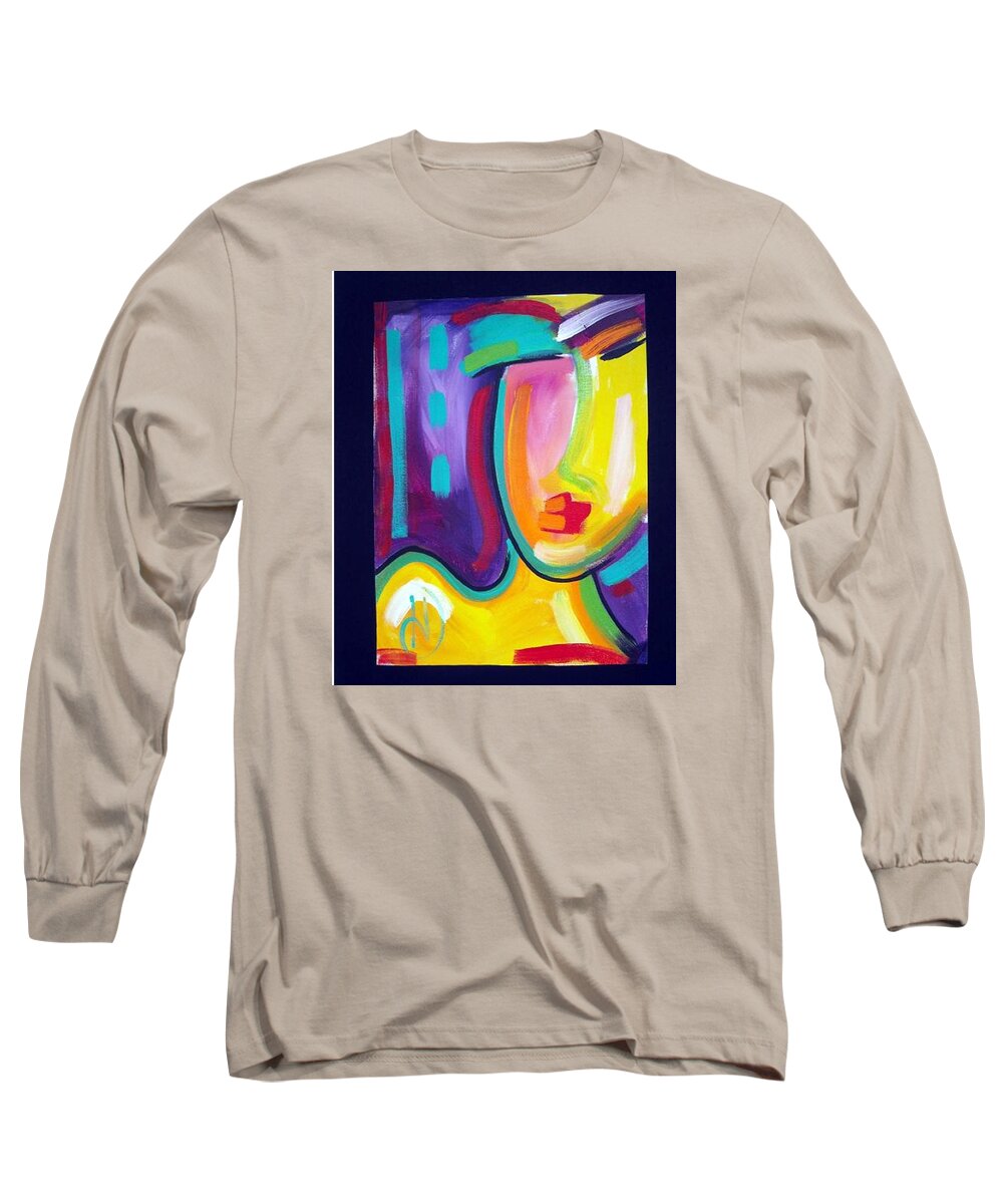 Modern Long Sleeve T-Shirt featuring the painting Face #1 by Heather Roddy
