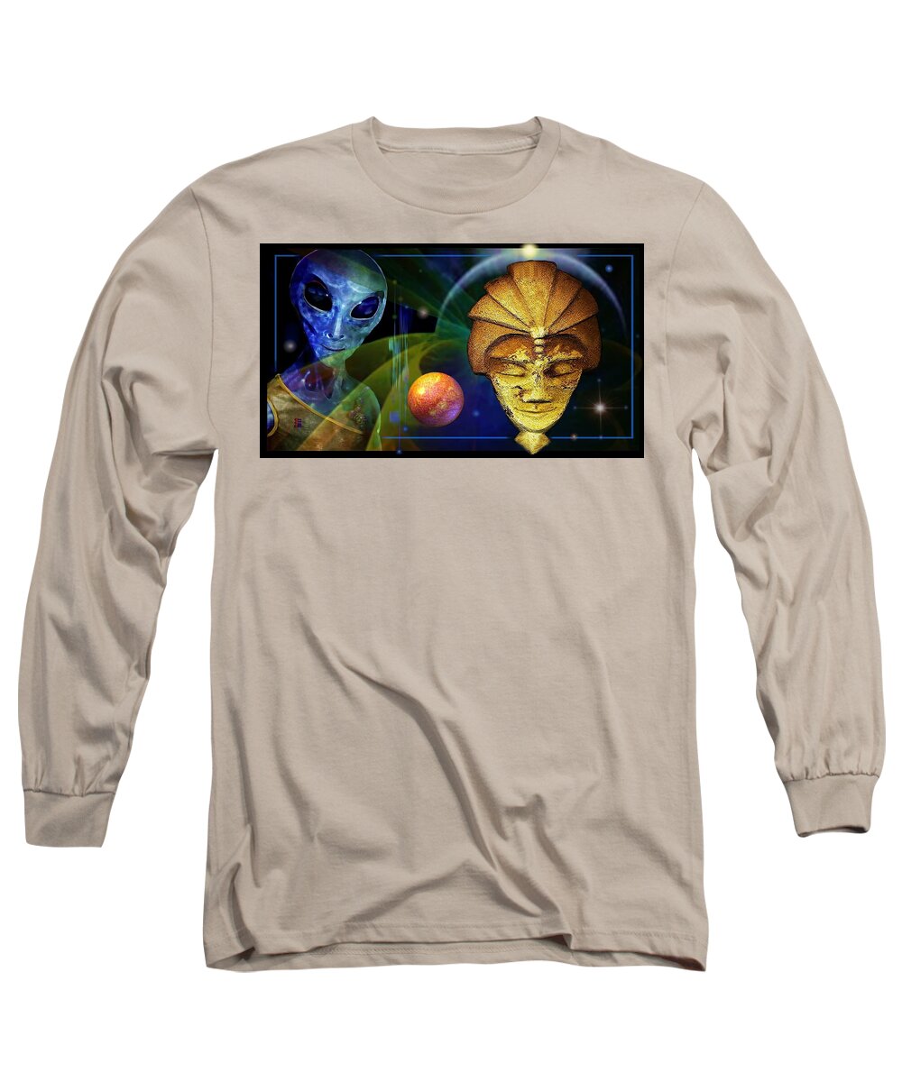 Mask Long Sleeve T-Shirt featuring the relief Who Can Tell . . . #1 by Hartmut Jager