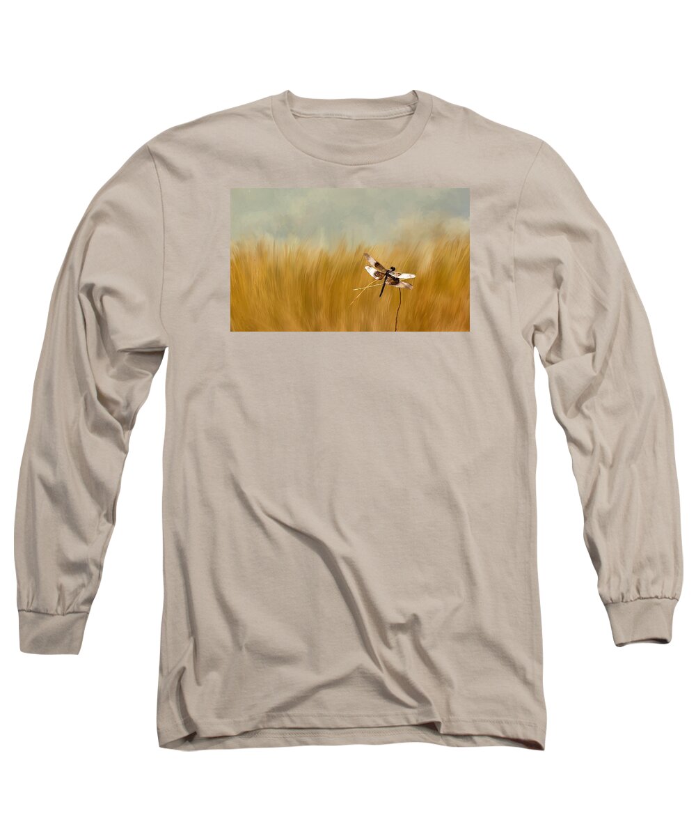 Dragonfly Long Sleeve T-Shirt featuring the photograph Widow Skimmer in Grass by Peggy Blackwell