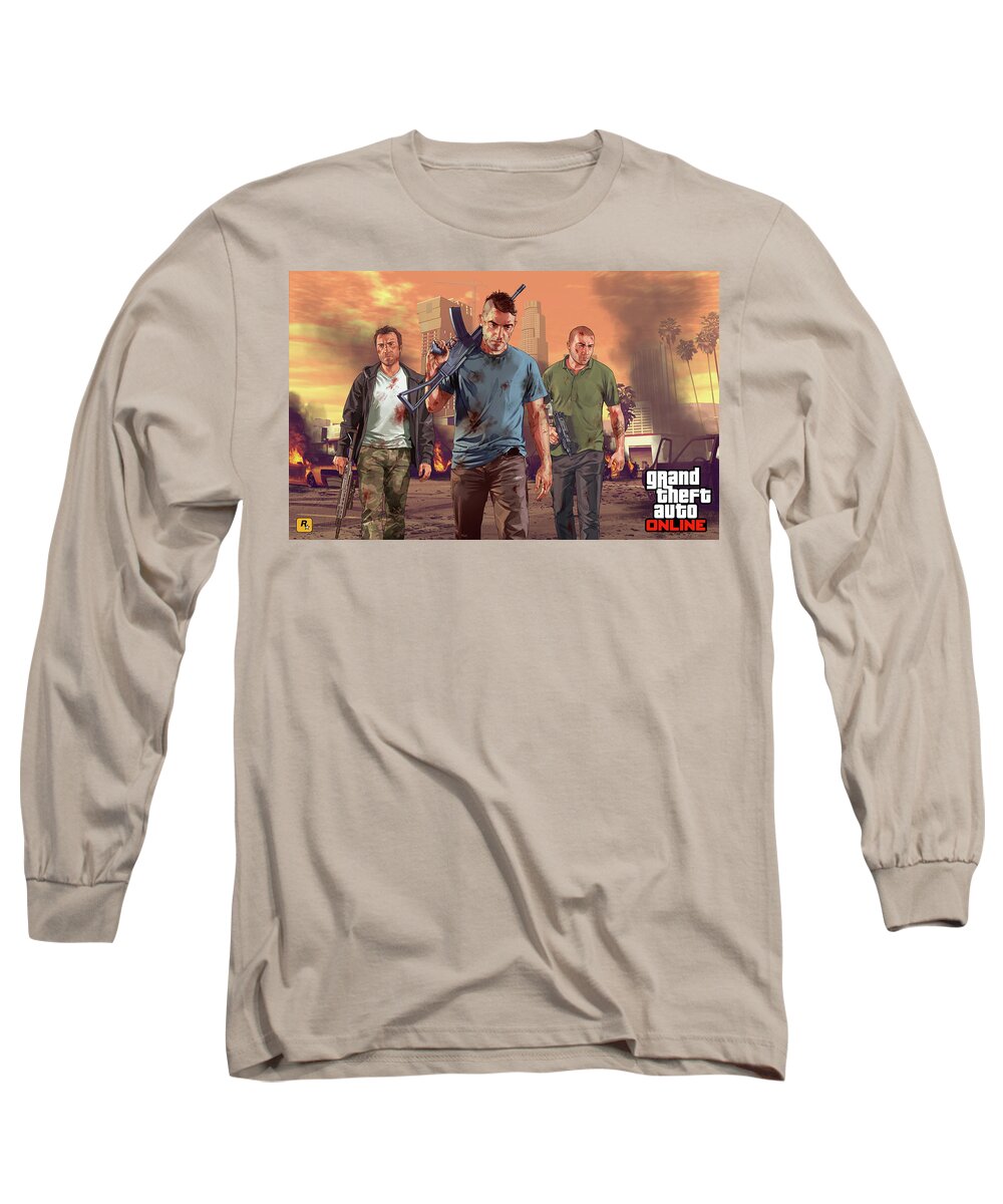 Grand Theft Auto V Long Sleeve T-Shirt featuring the digital art Grand Theft Auto V #10 by Super Lovely