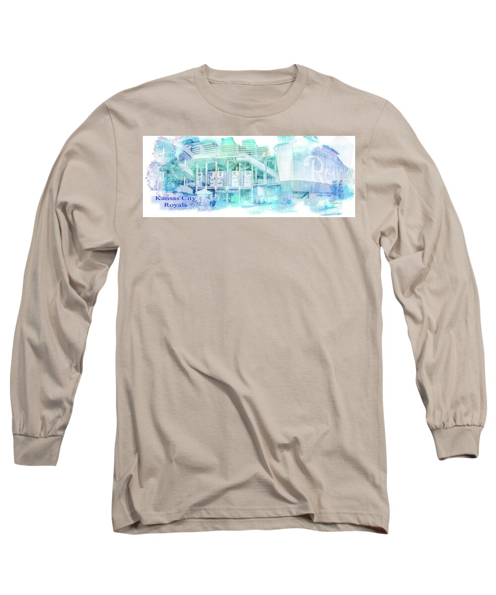 Kansas City Long Sleeve T-Shirt featuring the photograph 10928 Kauffman Stadium Gate D by Pamela Williams