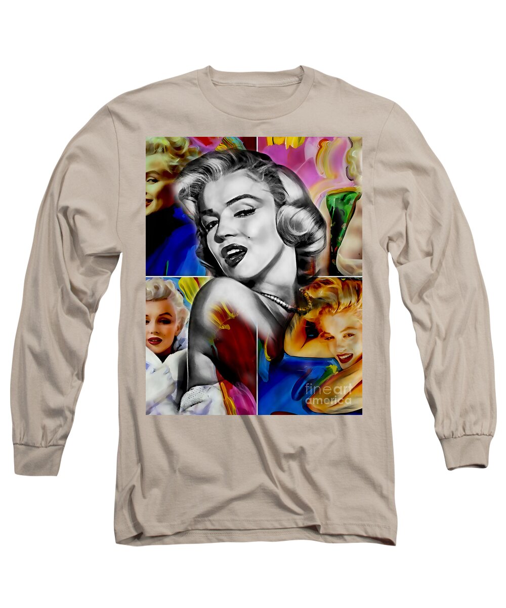Marilyn Monroe Long Sleeve T-Shirt featuring the mixed media Marilyn Monroe Collection #35 by Marvin Blaine