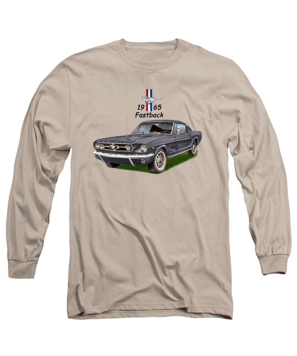 1965 Long Sleeve T-Shirt featuring the painting Mustang Fastback 1965 by Jack Pumphrey