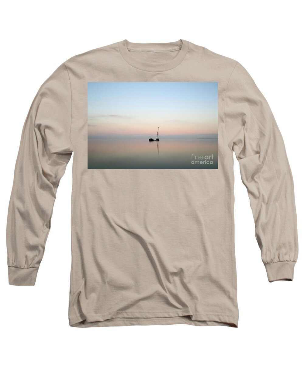Shipwreck At High Tide Long Sleeve T-Shirt featuring the photograph Ayrshire Shipwreck in Sunrise #1 by Maria Gaellman