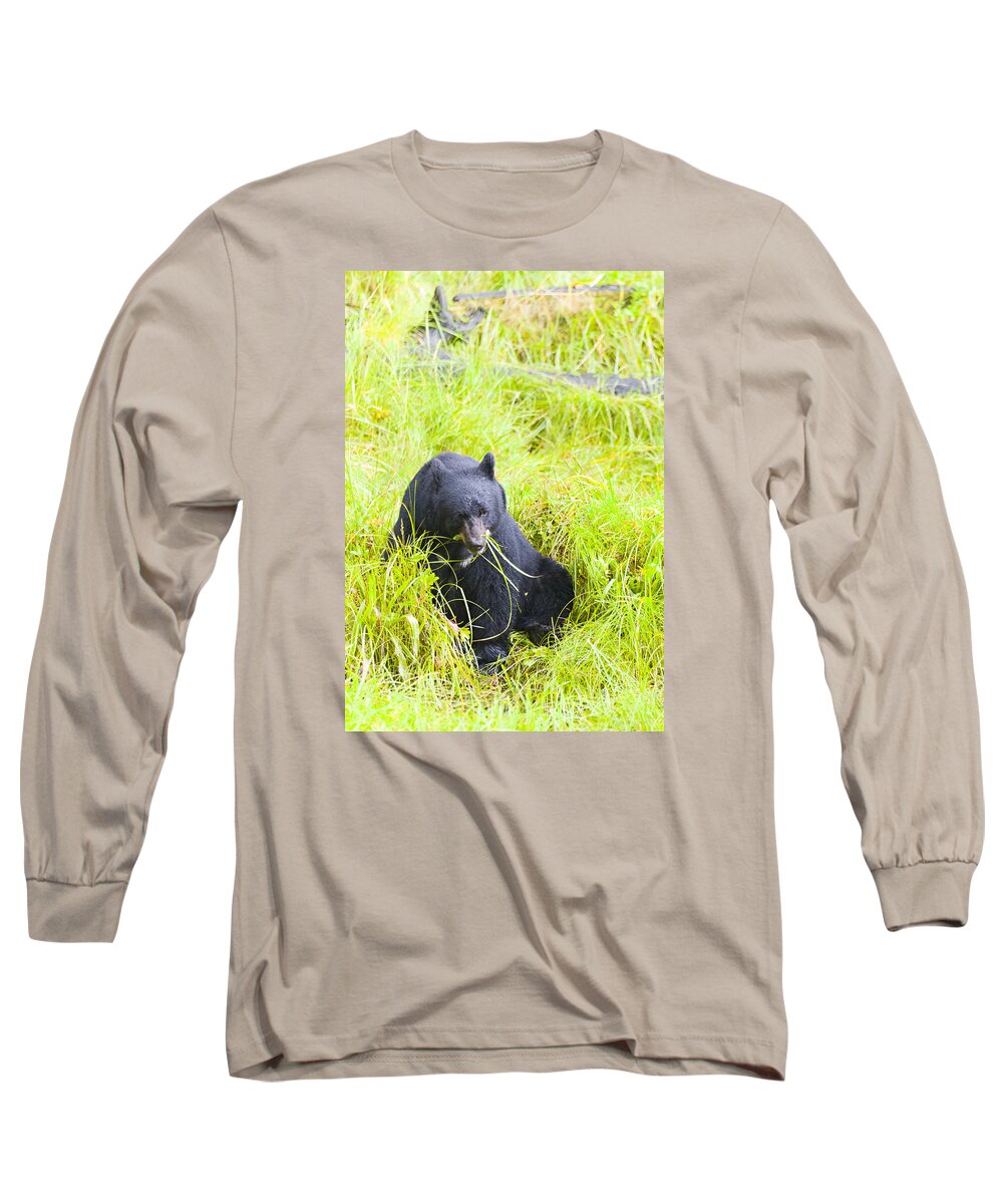 Wildlife. Black Bear Long Sleeve T-Shirt featuring the photograph Got the Munchies #2 by Harold Piskiel
