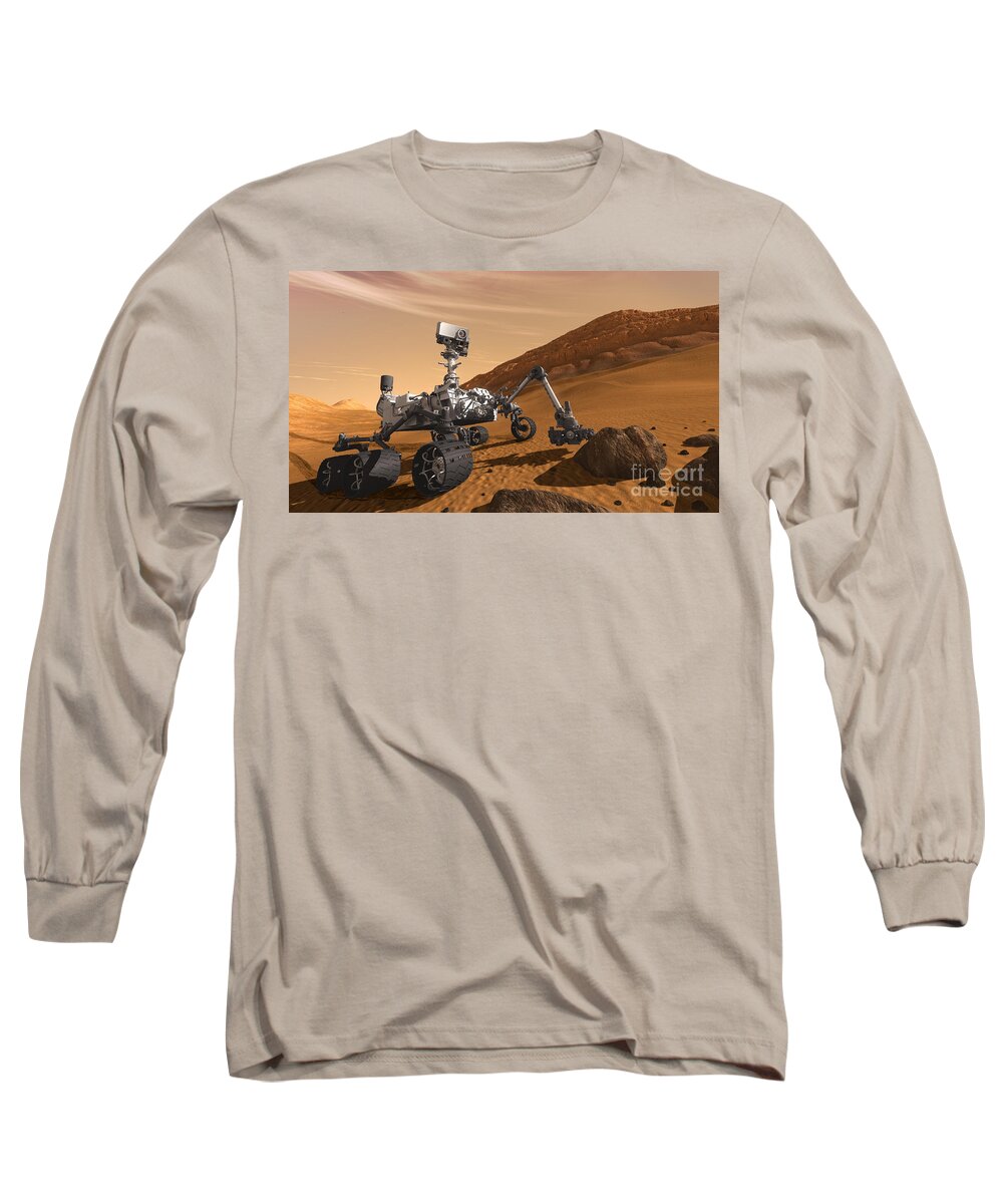 Science Long Sleeve T-Shirt featuring the photograph Mars Rover Curiosity, Artists Rendering by NASA Science Source