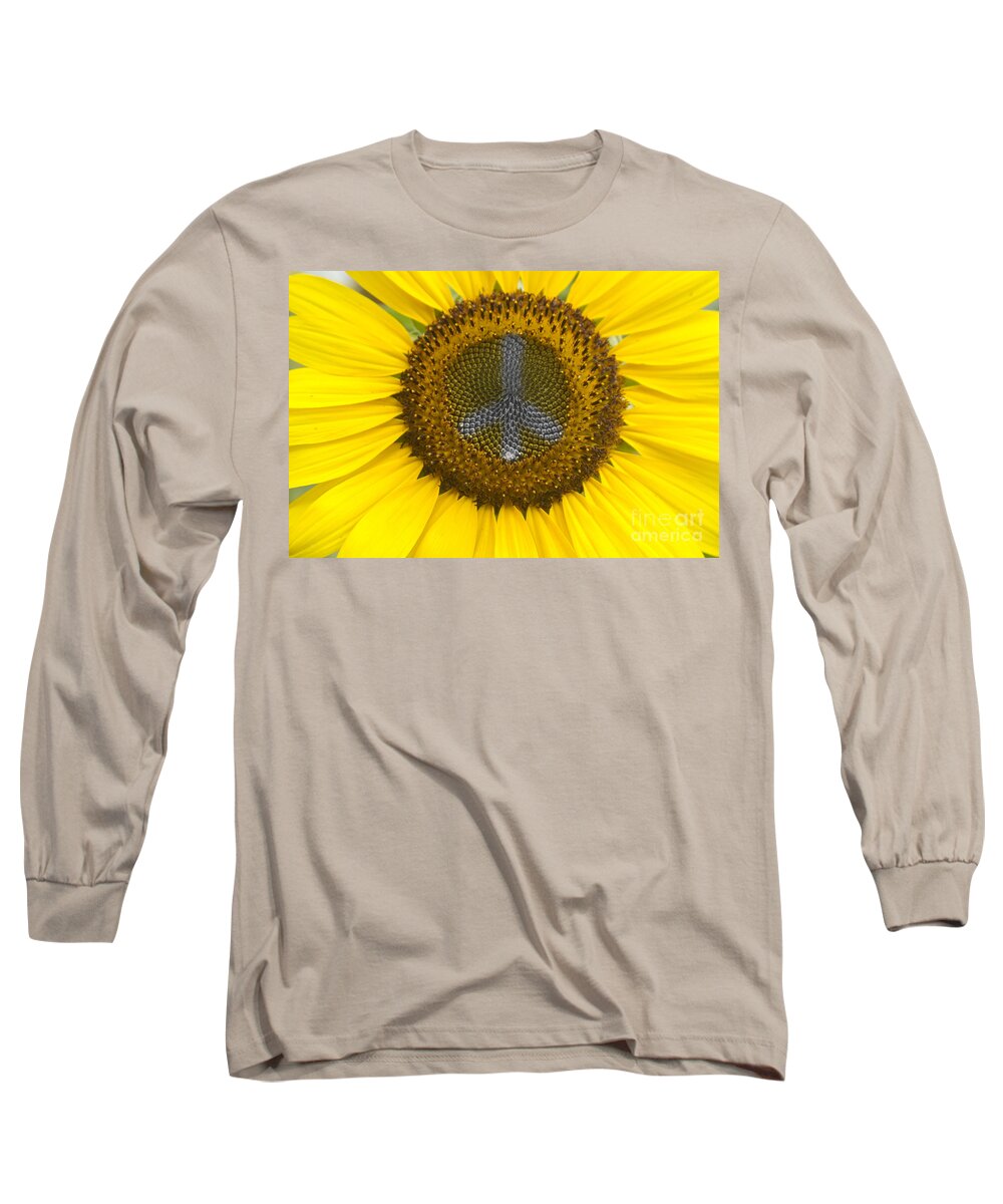 Peace Sign Long Sleeve T-Shirt featuring the photograph Sunflower Peace Sign #2 by James BO Insogna