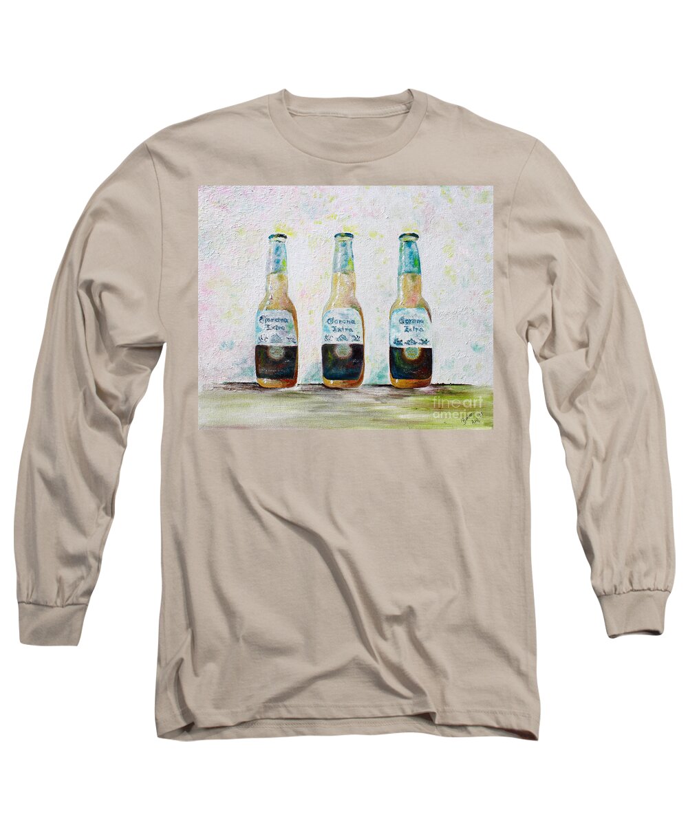 Beer Long Sleeve T-Shirt featuring the painting Three Amigos by Barbara Teller