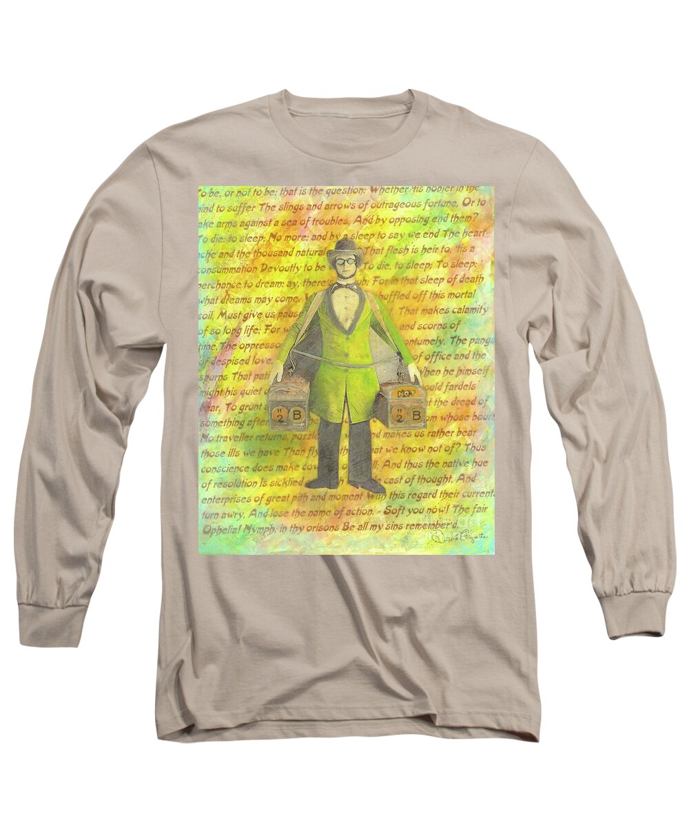 Yellow Long Sleeve T-Shirt featuring the mixed media 2B or not 2B by Desiree Paquette