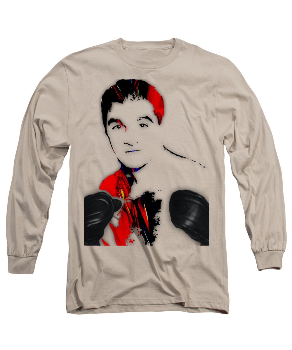 Rocky Marciano Long Sleeve T-Shirt featuring the mixed media Rocky Marciano Collection #4 by Marvin Blaine