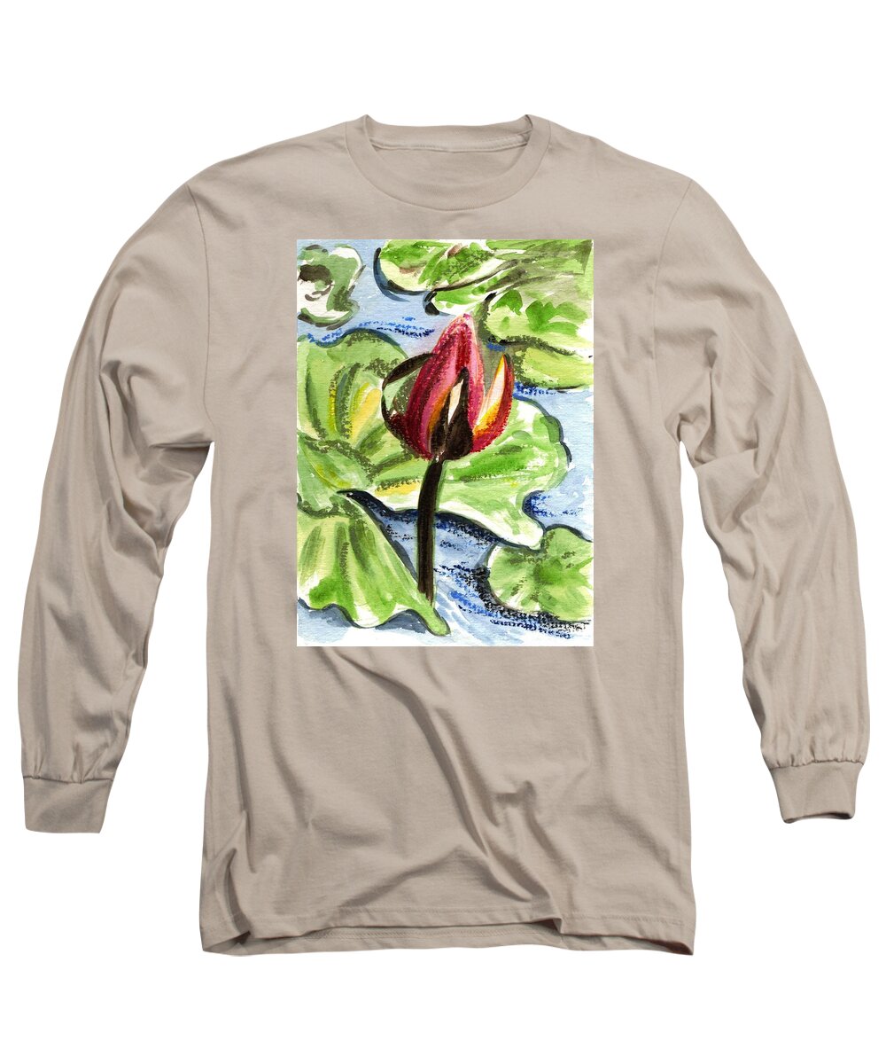 Water Lilies Long Sleeve T-Shirt featuring the painting A Birth Of A Life by Harsh Malik
