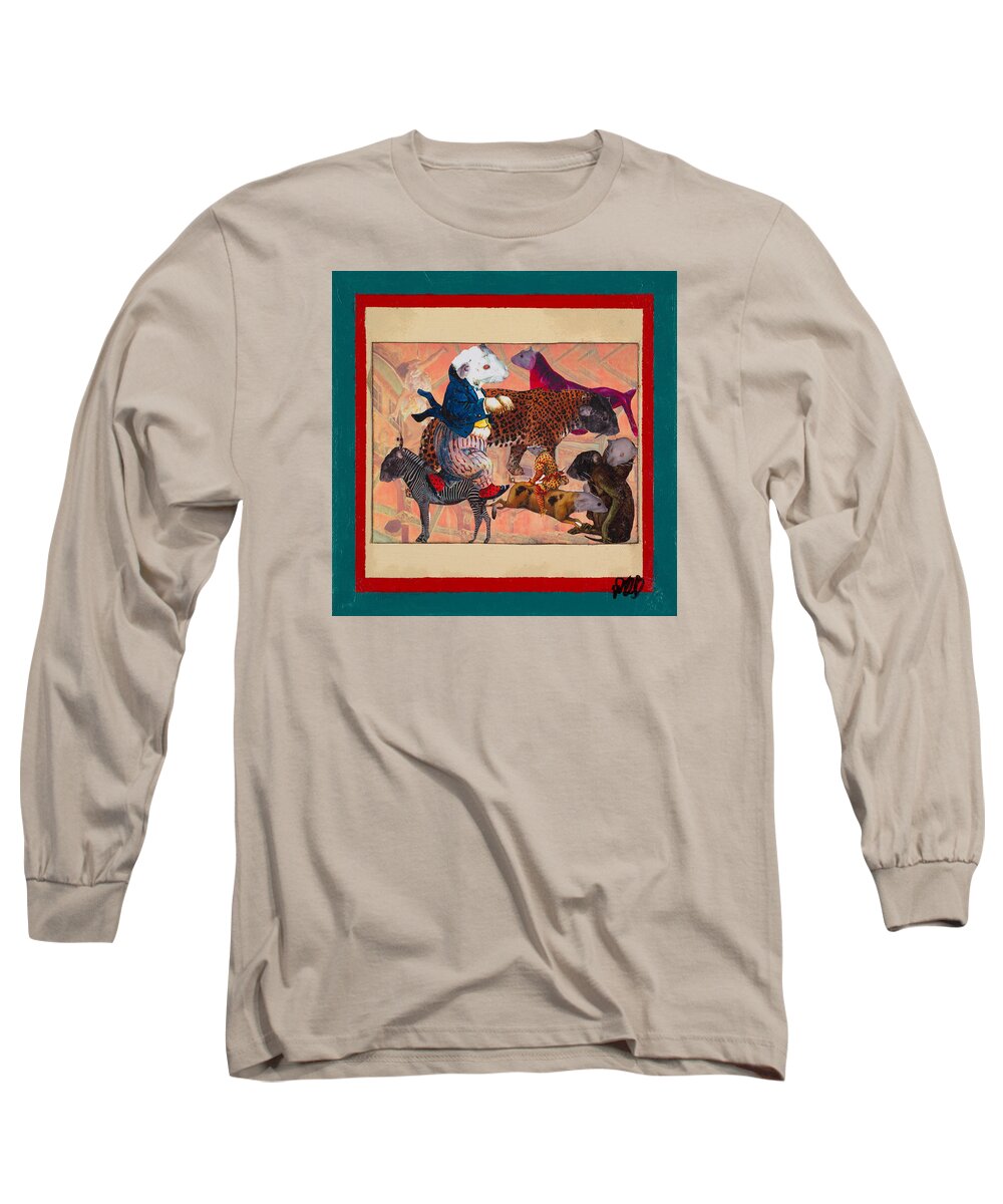 Circus Long Sleeve T-Shirt featuring the mixed media A Strange and Wonderful People by Dawn Boswell Burke