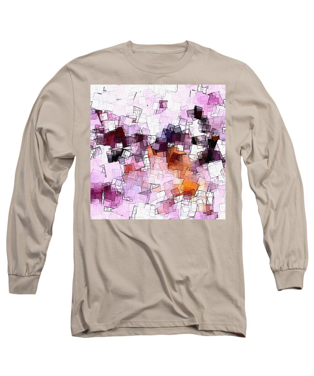 Geometric Abstraction Long Sleeve T-Shirt featuring the digital art Abstract and Minimalist Art Made of Geometric Shapes by Inspirowl Design