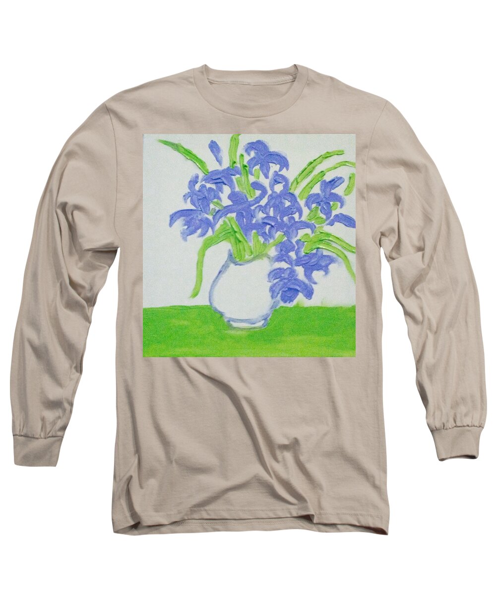  Long Sleeve T-Shirt featuring the painting Abstract iris by Hae Kim