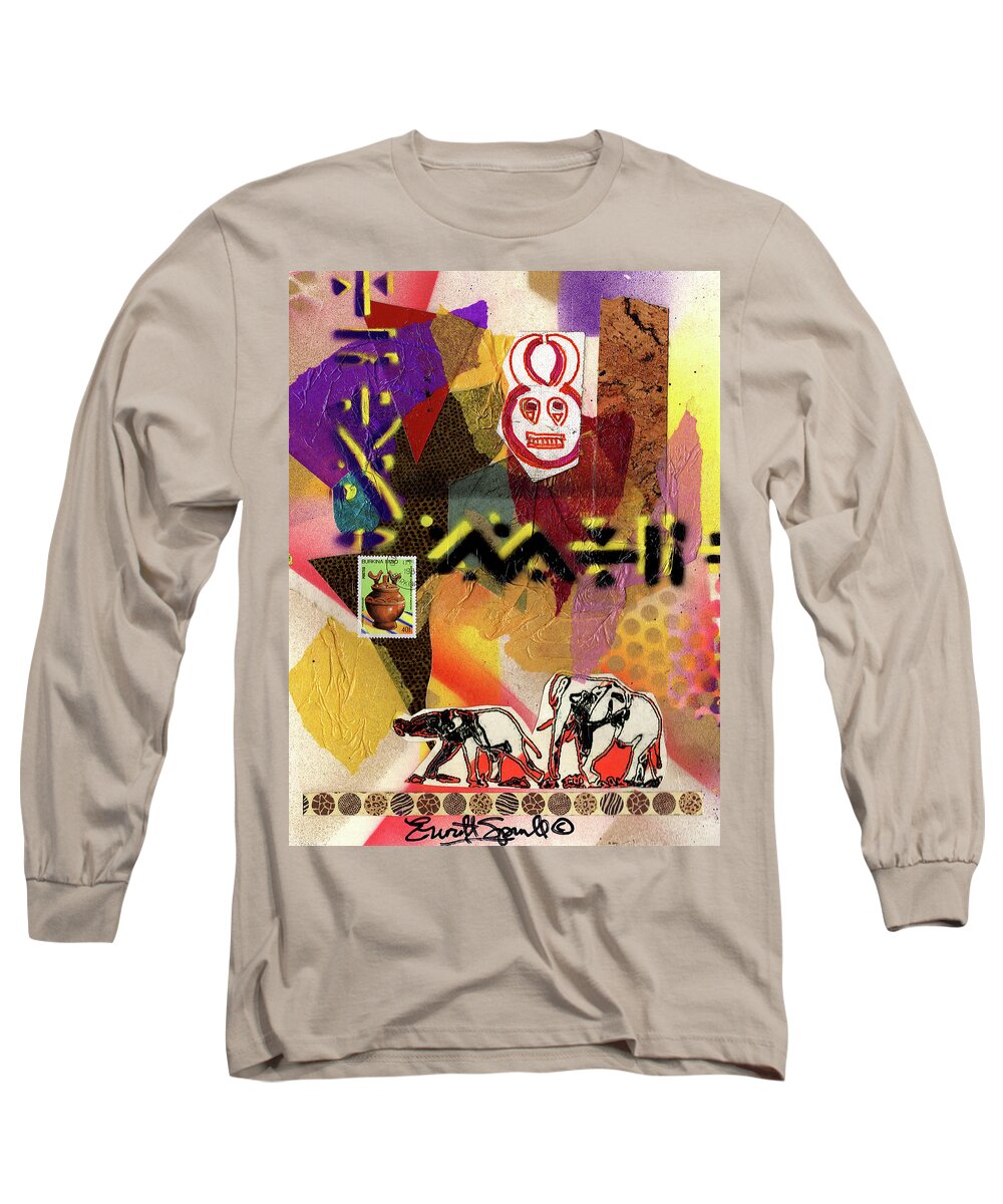 Everett Spruill Long Sleeve T-Shirt featuring the painting Afro Collage - O by Everett Spruill