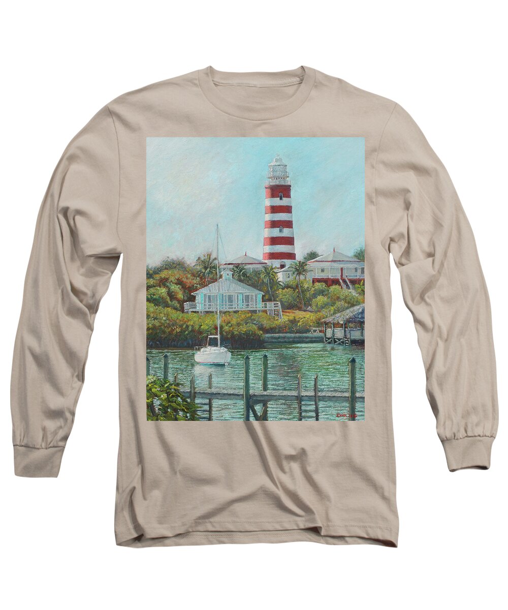 Hope Town Long Sleeve T-Shirt featuring the painting Afternoon in Hope Town by Ritchie Eyma