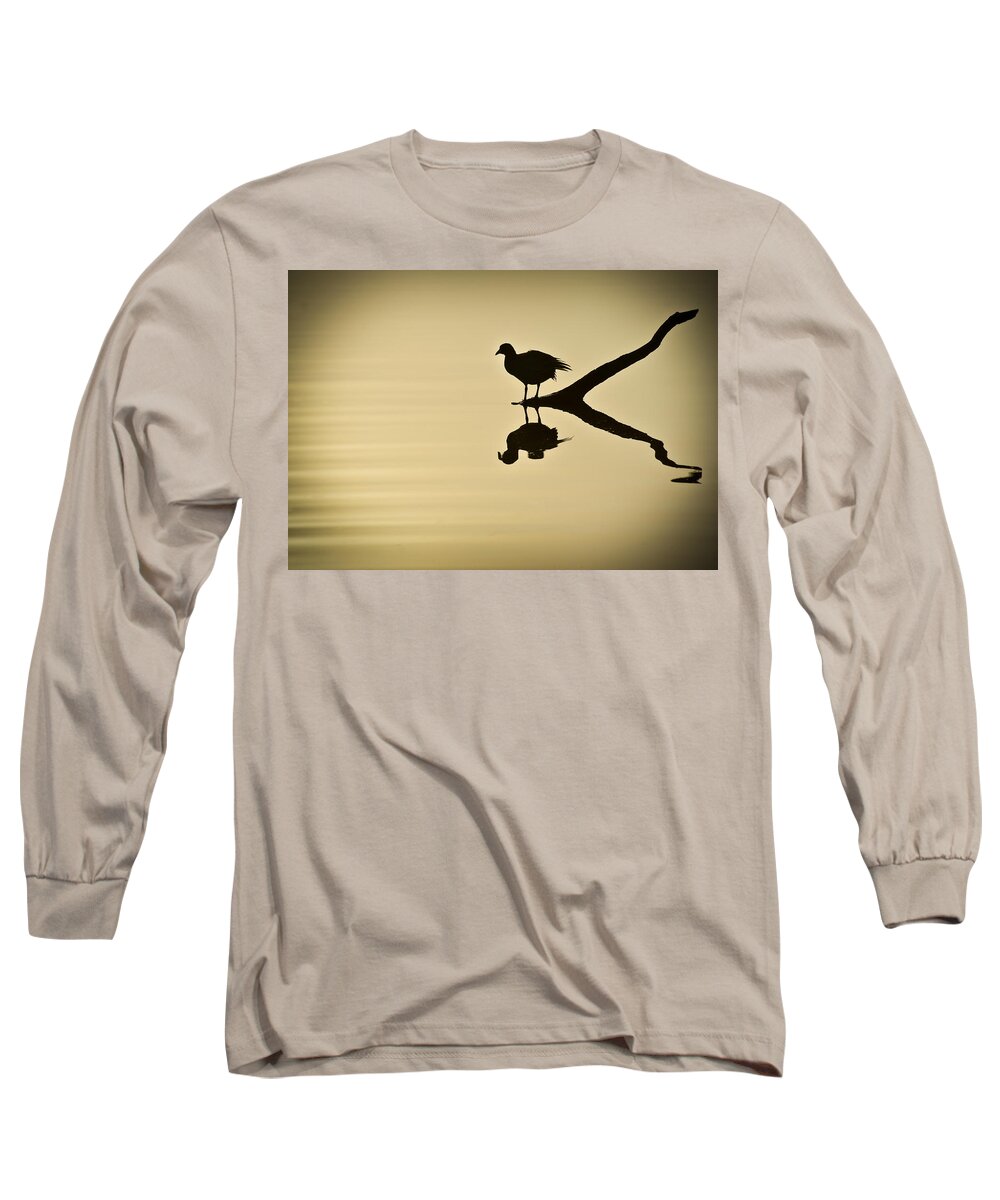 Bird Silhouette Long Sleeve T-Shirt featuring the photograph All By Myself by Carolyn Marshall