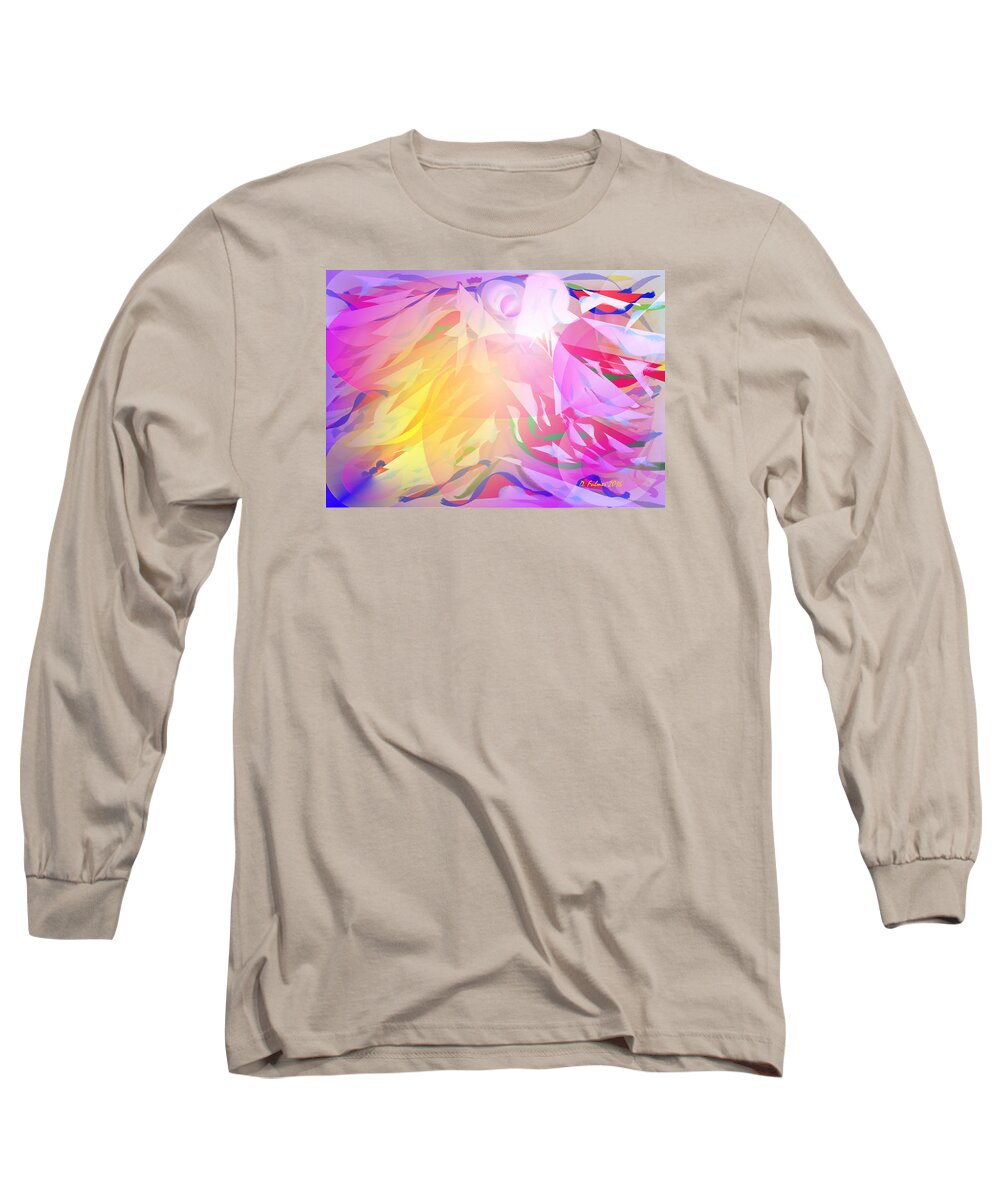 Abstract Long Sleeve T-Shirt featuring the painting All I Need Is An Angel by Denise F Fulmer