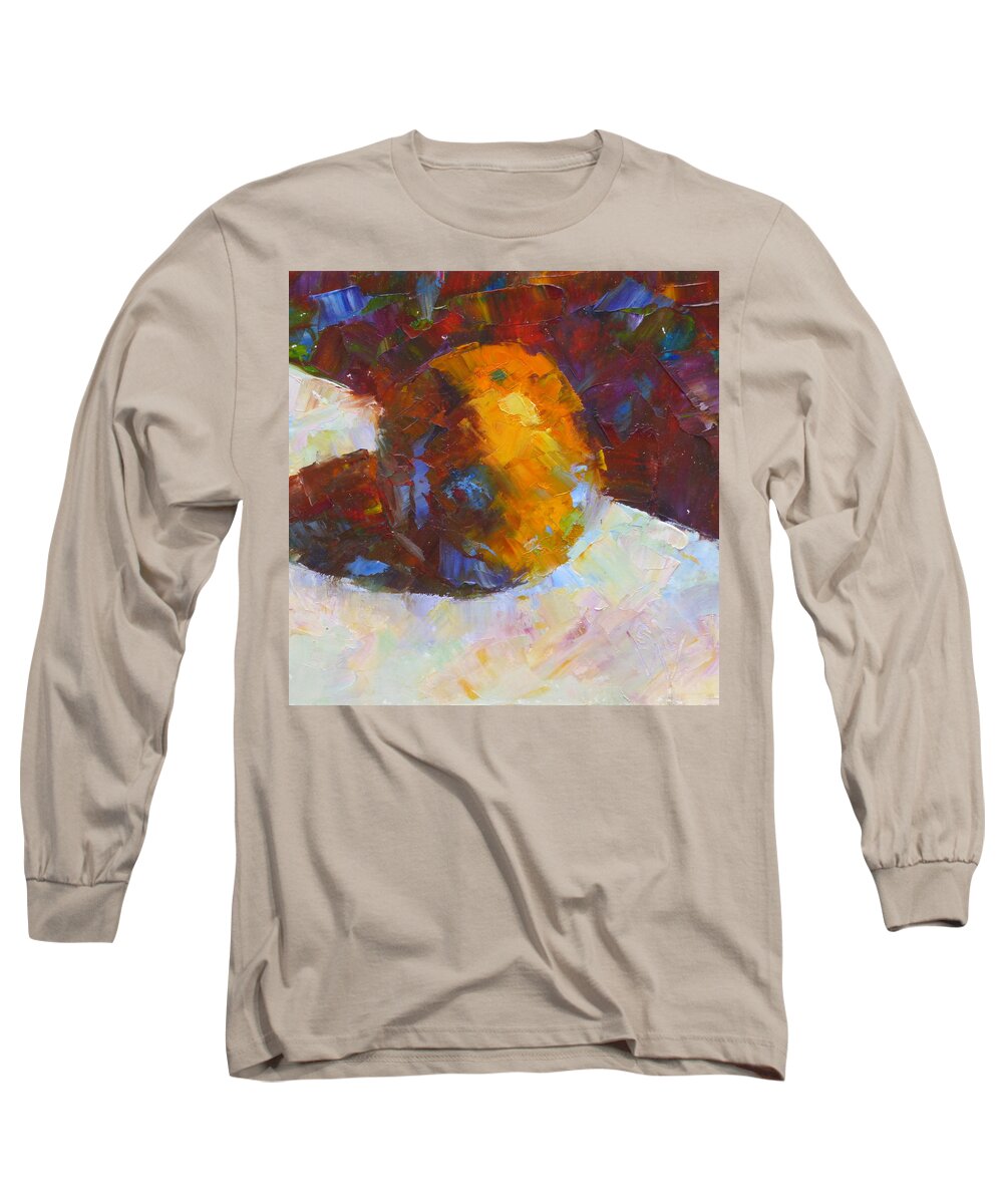 Orange Long Sleeve T-Shirt featuring the painting Almost Juice by Susan Woodward