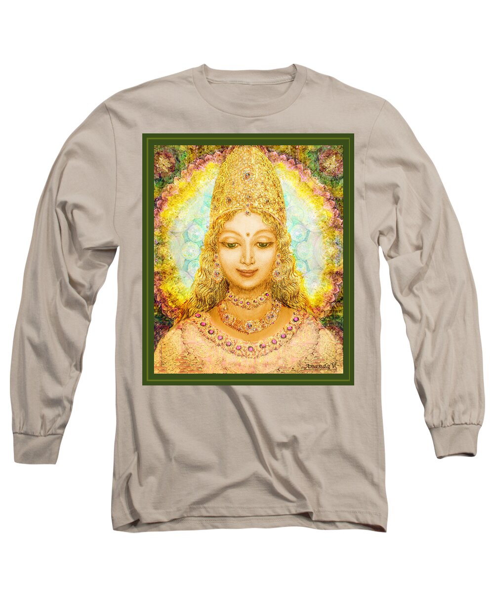Mandala Long Sleeve T-Shirt featuring the mixed media Angel of Beauty by Ananda Vdovic