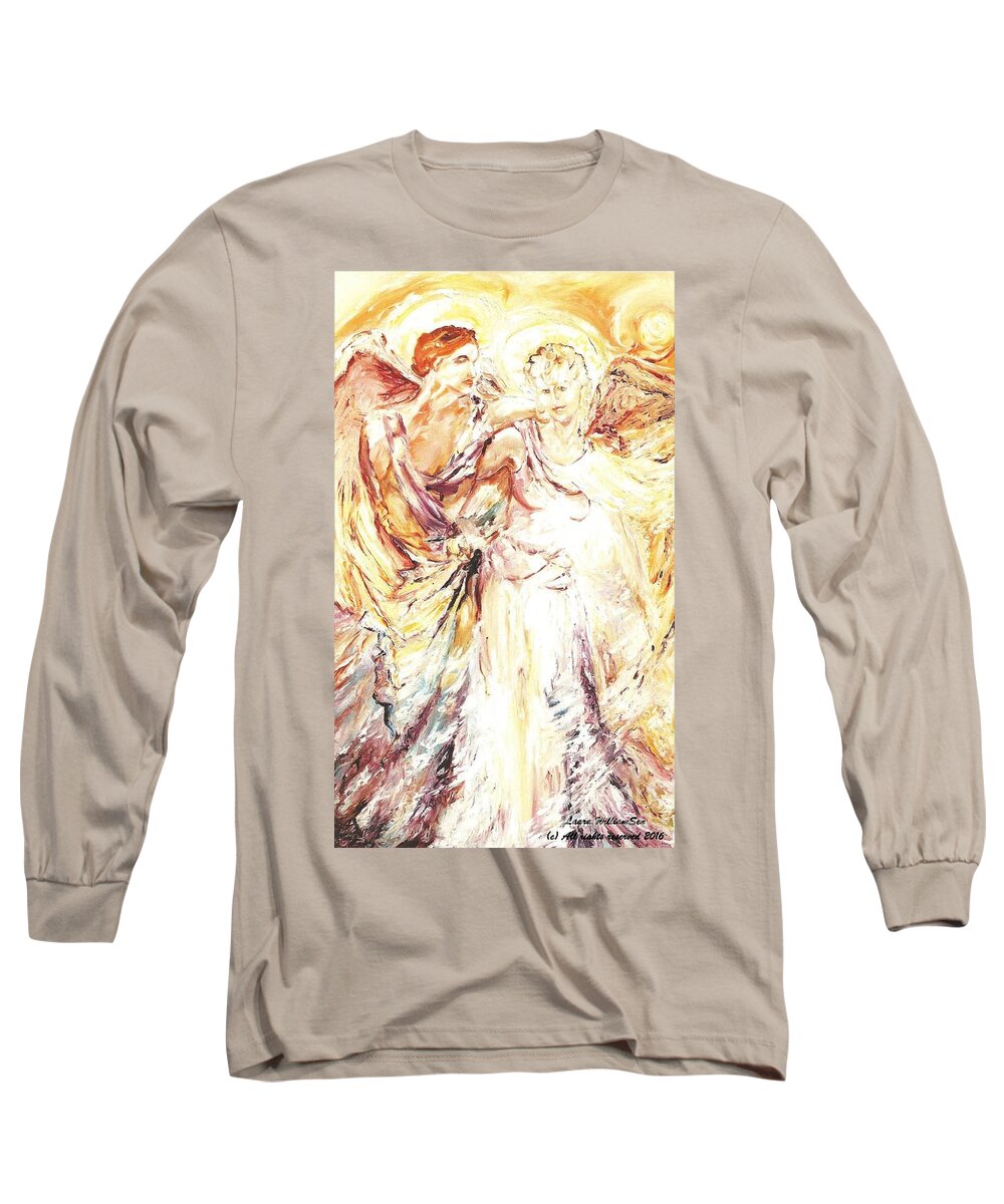 Angels Long Sleeve T-Shirt featuring the painting Angels Emerging by Laara WilliamSen