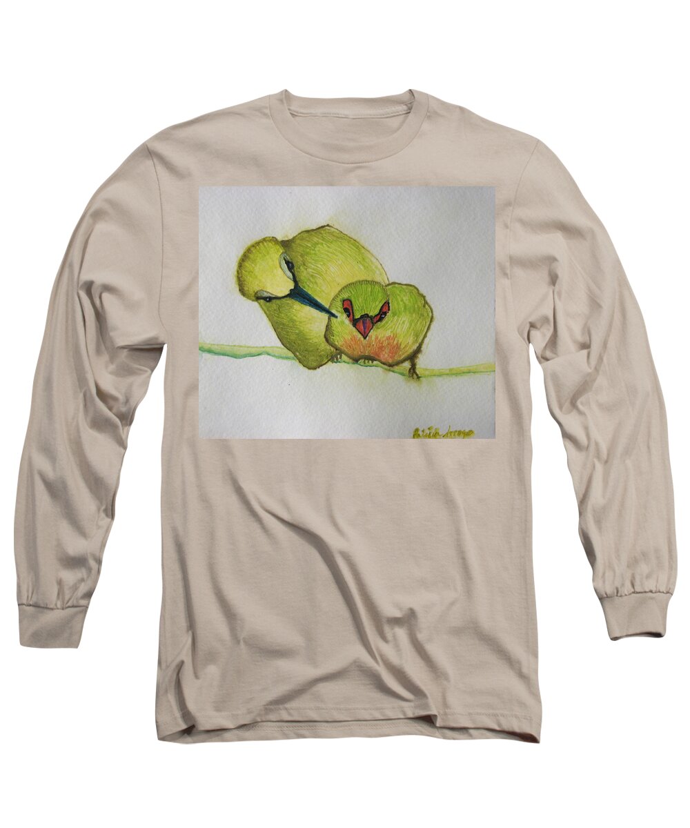 Birds Long Sleeve T-Shirt featuring the painting Are you Alright by Patricia Arroyo
