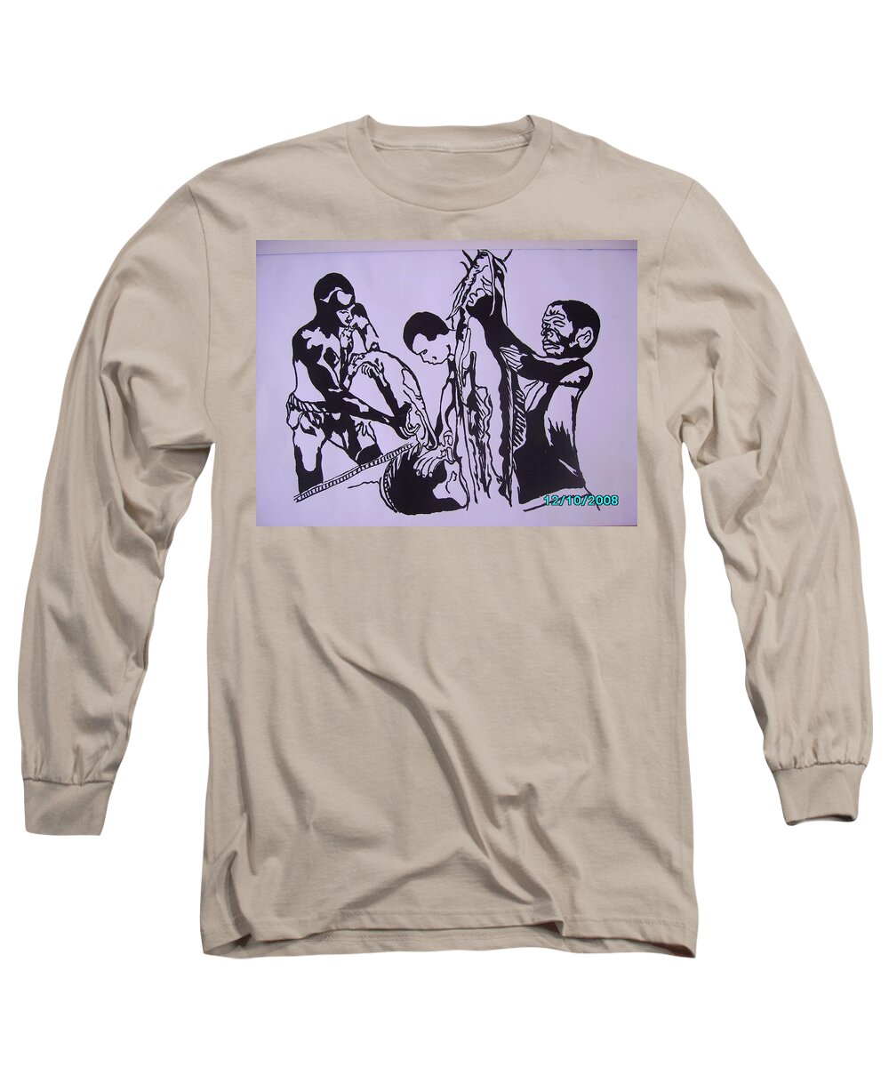 Festival Long Sleeve T-Shirt featuring the painting Argungun Fish Festival by Olaoluwa Smith