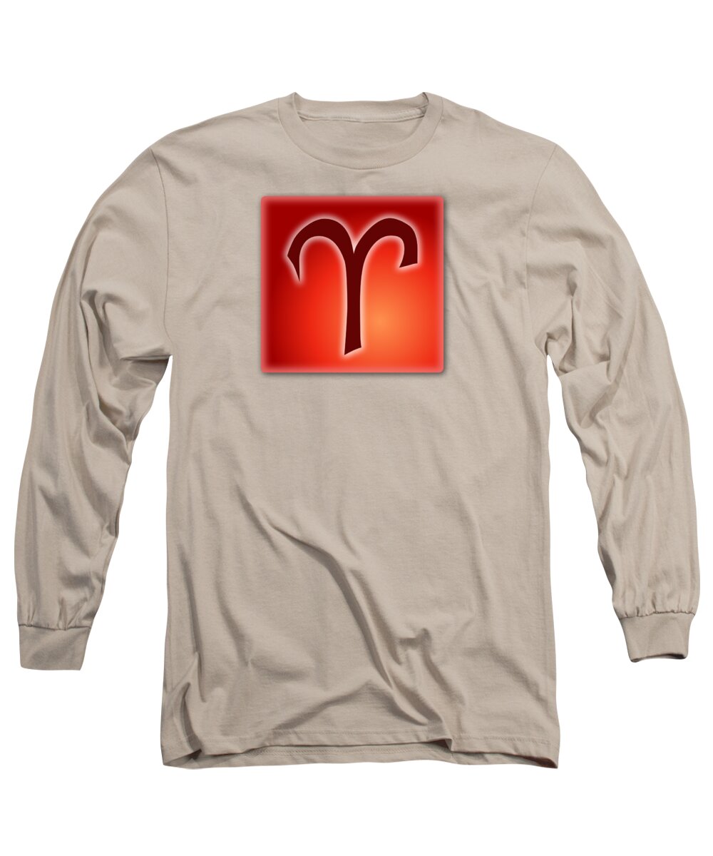 Aries Long Sleeve T-Shirt featuring the digital art Aries March 20 - April 19 by Shelley Overton