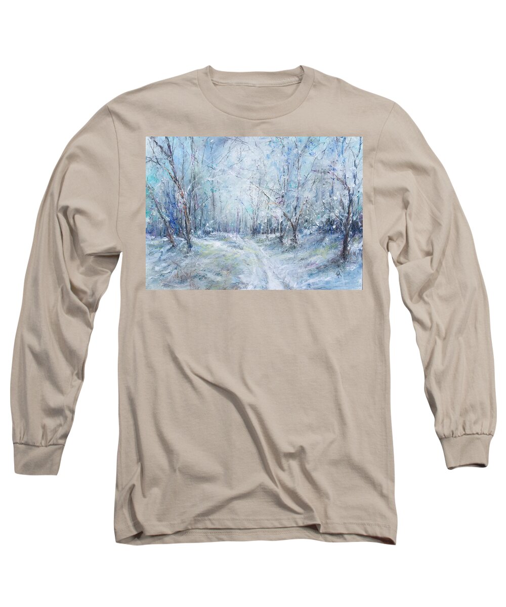 Winter Long Sleeve T-Shirt featuring the painting Around the Bend by Robin Miller-Bookhout