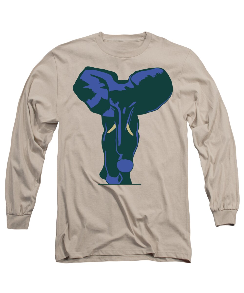  Pop Art Long Sleeve T-Shirt featuring the digital art Blue elephant modern pop art by Heidi De Leeuw