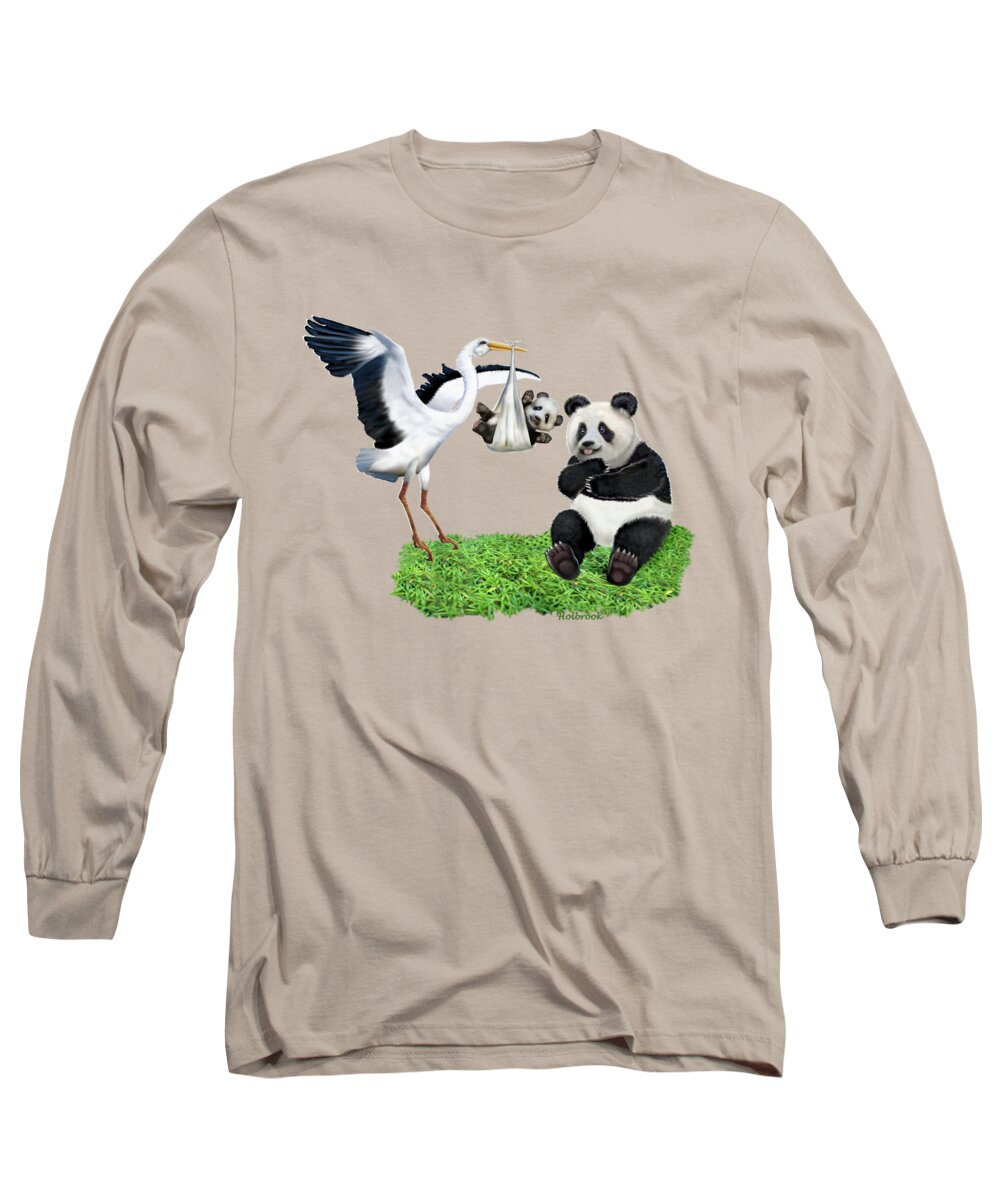 Baby Panda Long Sleeve T-Shirt featuring the digital art Bundle of Joy by Glenn Holbrook