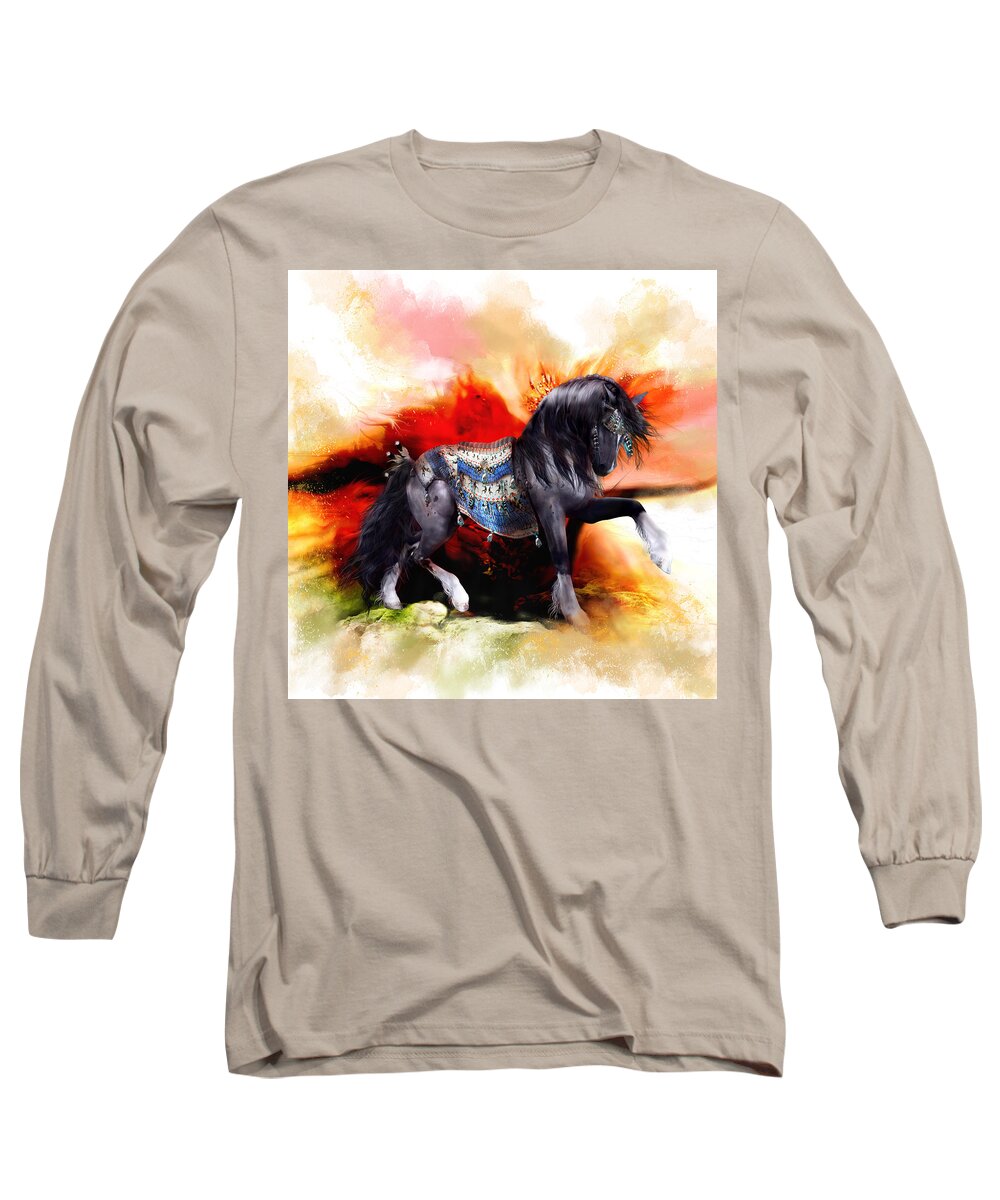 Kachina Long Sleeve T-Shirt featuring the digital art Kachina Hopi Spirit Horse by Shanina Conway