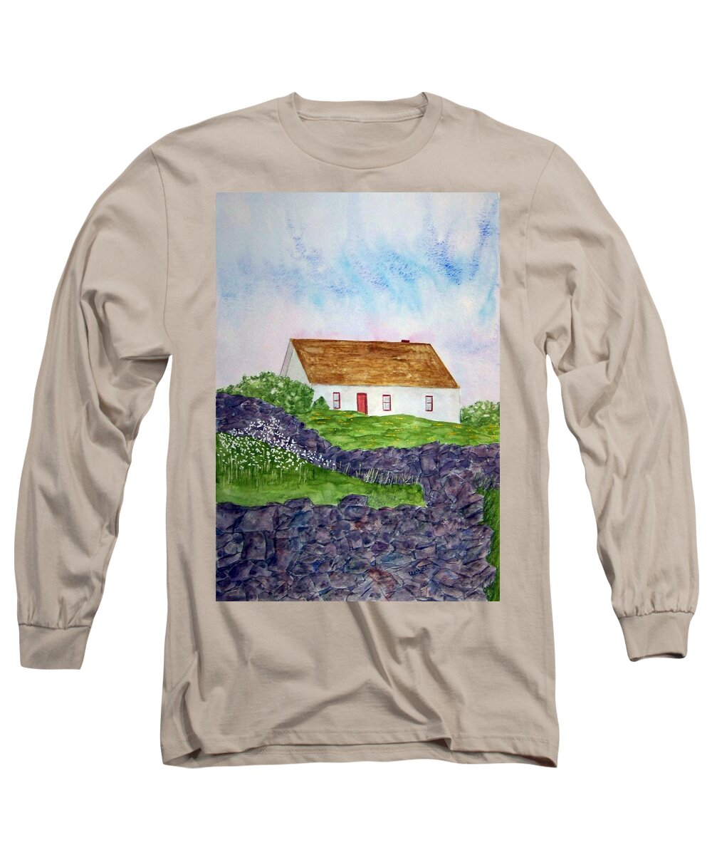Ireland Art Long Sleeve T-Shirt featuring the painting Aryn Islands Home by Larry Wright