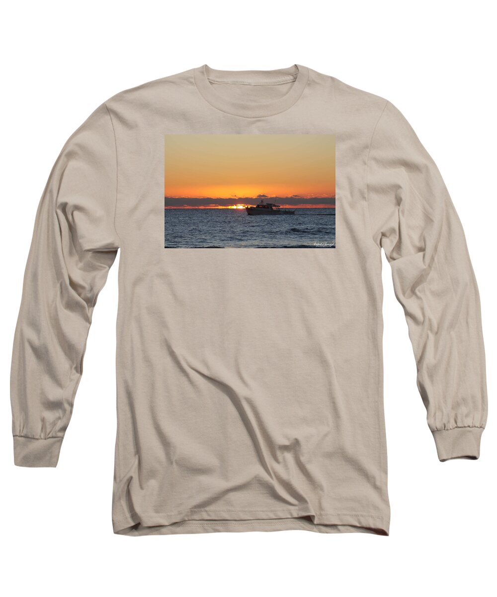 Water Long Sleeve T-Shirt featuring the photograph Atlantic Ocean Fishing at Sunrise by Robert Banach