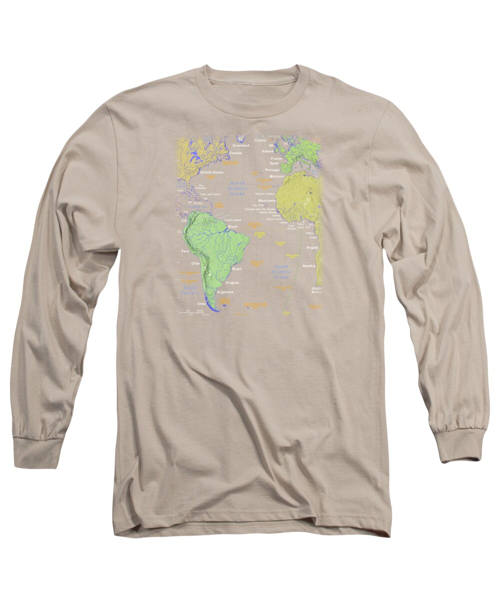 Atlas Long Sleeve T-Shirt featuring the mixed media Atlantic Ocean by Roy Pedersen