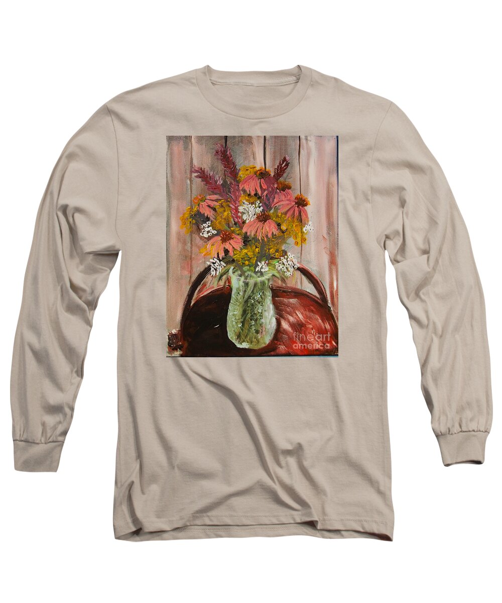  Long Sleeve T-Shirt featuring the painting August Flowers by Francois Lamothe